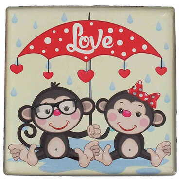 Sweetheart Themed Epoxy Dome Square Souvenir Fridge Magnet 65x65 mm - 37