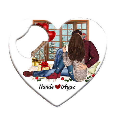 Sweetheart Themed Heart Shaped Metal Magnetic Bottle Opener 85x76 mm - 6