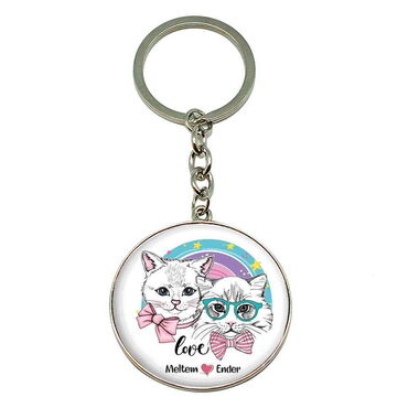 Sweetheart Themed Metal Round Keychain 40x100 mm - 5