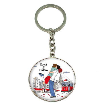 Sweetheart Themed Metal Round Keychain 40x100 mm - 6