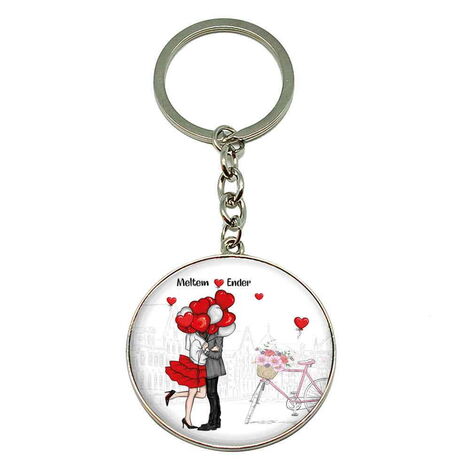 Sweetheart Themed Metal Round Keychain 40x100 mm - 7