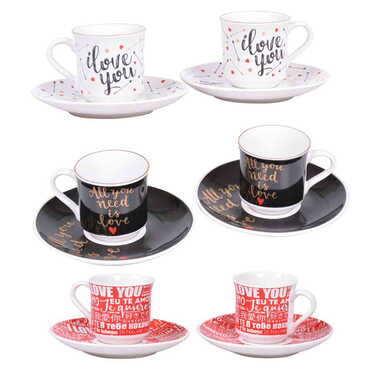 Sweetheart Themed Turkish Ceramic Custom Printed Turkish Coffee Cup Set of 2 pcs - 6