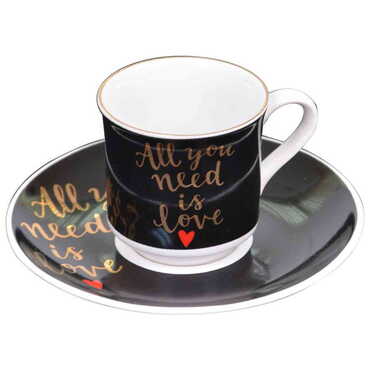 Sweetheart Themed Turkish Ceramic Custom Printed Turkish Coffee Cup Set of 2 pcs - 9