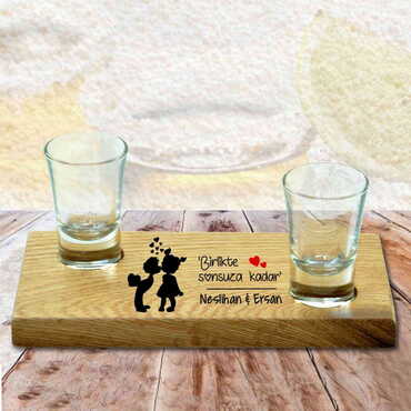 Sweetheart Themed Wooden Shot Glass Serving Set of 2 pcs - 2