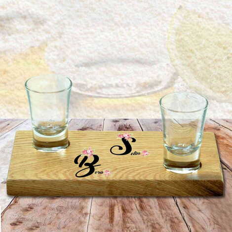 Sweetheart Themed Wooden Shot Glass Serving Set of 2 pcs - 3