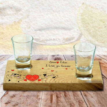 Sweetheart Themed Wooden Shot Glass Serving Set of 2 pcs - 4