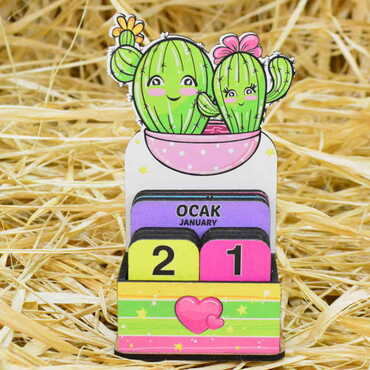 Sweetheart Themed Wooden Table Calendar - 8