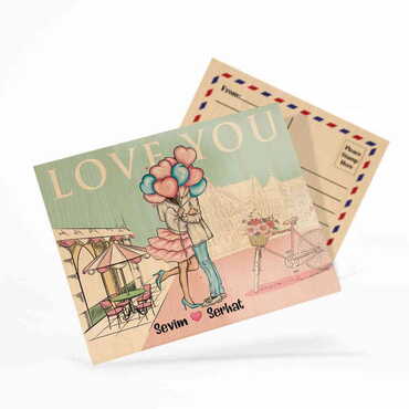 Sweetheart Themed Wooden UV Printed Travel Postcard 116x150 mm - 2