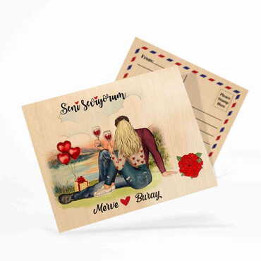 Sweetheart Themed Wooden UV Printed Travel Postcard 116x150 mm - 9