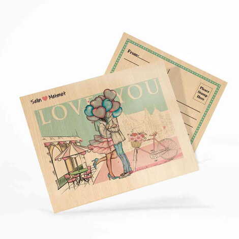 Sweetheart Themed Wooden UV Printed Travel Postcard 116x150 mm - 10