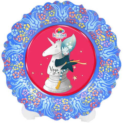 Theme Park Themed Turkish Ceramic Plate With Epoxy 12 Cm - 4