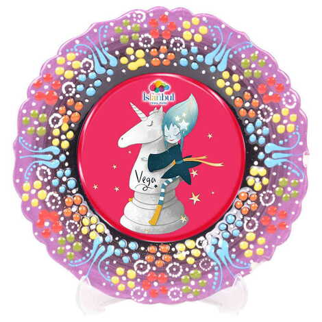 Theme Park Themed Turkish Ceramic Plate With Epoxy 12 Cm - 7