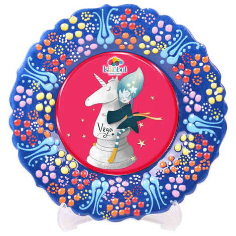 Theme Park Themed Turkish Ceramic Plate With Epoxy 12 Cm - 9