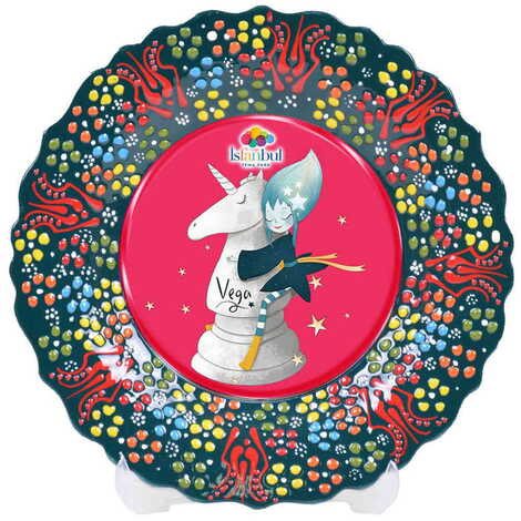 Theme Park Themed Turkish Ceramic Plate With Epoxy 12 Cm - 11