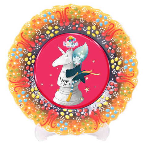 Theme Park Themed Turkish Ceramic Plate With Epoxy 12 Cm - 12