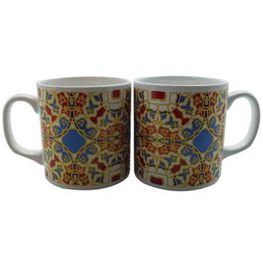 Tile Pattern Themed Custom Printed Ceramic Coffee Mug 82x90 mm - 4