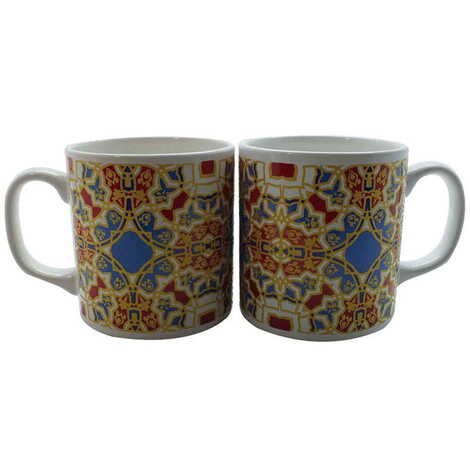 Tile Pattern Themed Custom Printed Ceramic Coffee Mug 82x90 mm - 4