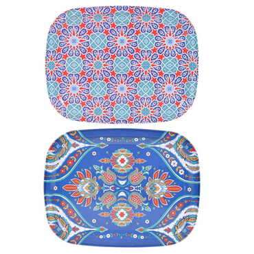 Tile Pattern Themed Custom Printed Metal Tin Tray - 3