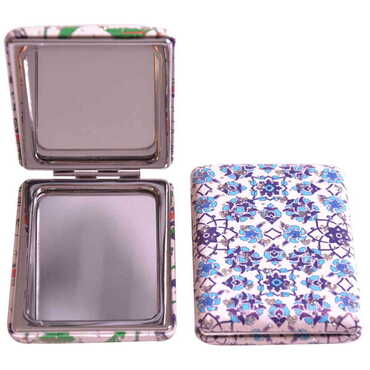 Tile Pattern Themed Custom Printed Rectangular Curved Pocket Mirror - 4