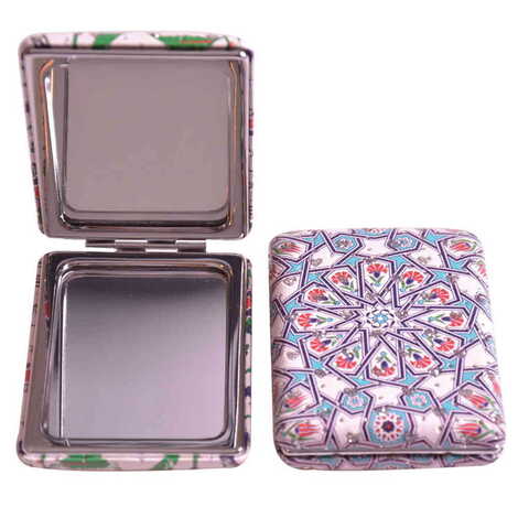 Tile Pattern Themed Custom Printed Rectangular Curved Pocket Mirror - 8