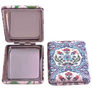 Tile Pattern Themed Custom Printed Rectangular Curved Pocket Mirror - 9