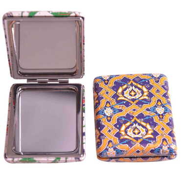 Tile Pattern Themed Custom Printed Rectangular Curved Pocket Mirror - 12