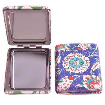 Tile Pattern Themed Custom Printed Rectangular Curved Pocket Mirror - 13