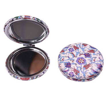 Tile Pattern Themed Custom Printed Round Curved Pocket Mirror - 6