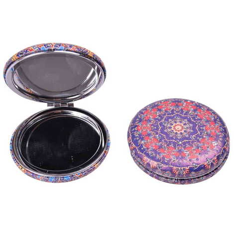 Tile Pattern Themed Custom Printed Round Curved Pocket Mirror - 13