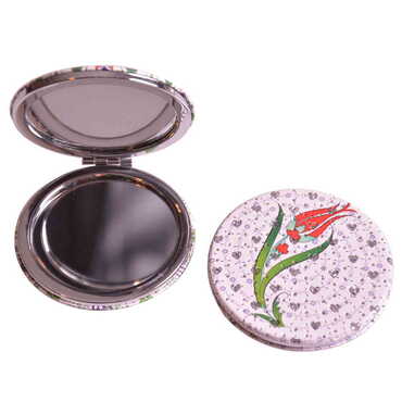 Tile Pattern Themed Custom Printed Round Pocket Mirror - 4