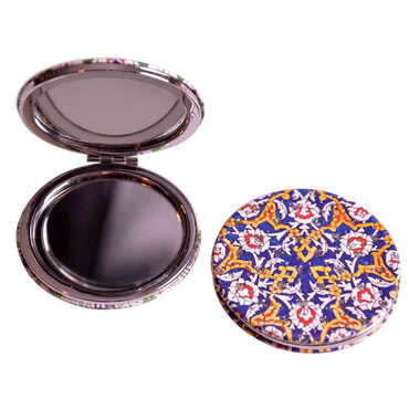 Tile Pattern Themed Custom Printed Round Pocket Mirror - 5