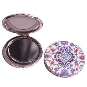 Tile Pattern Themed Custom Printed Round Pocket Mirror - 6