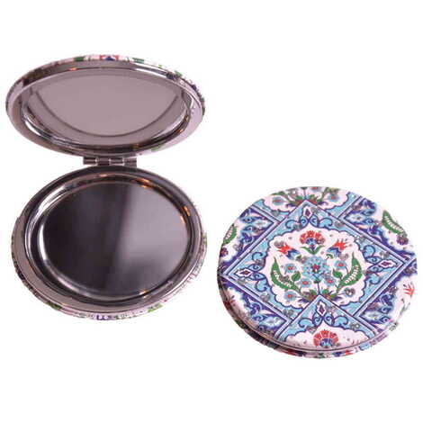 Tile Pattern Themed Custom Printed Round Pocket Mirror - 7