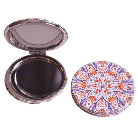 Tile Pattern Themed Custom Printed Round Pocket Mirror - 8