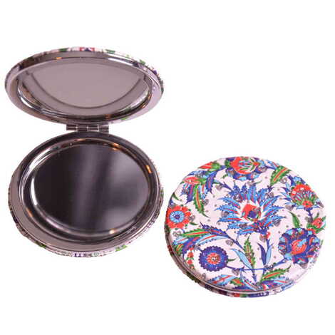 Tile Pattern Themed Custom Printed Round Pocket Mirror - 9