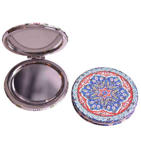 Tile Pattern Themed Custom Printed Round Pocket Mirror - 11