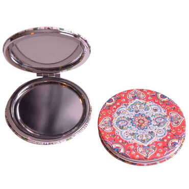 Tile Pattern Themed Custom Printed Round Pocket Mirror - 12