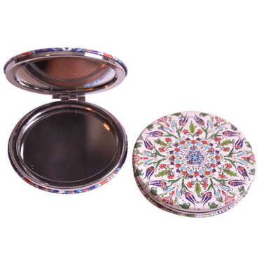 Tile Pattern Themed Custom Printed Round Pocket Mirror - 14