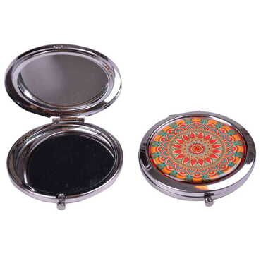 Tile Pattern Themed Customised Metal Epoxy Travel Make Up Compact Mirror 70x11 mm - 4