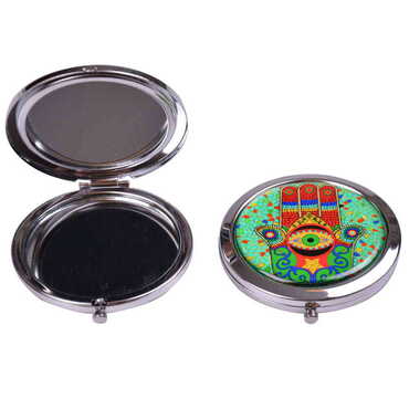 Tile Pattern Themed Customised Metal Epoxy Travel Make Up Compact Mirror 70x11 mm - 6