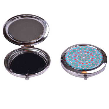 Tile Pattern Themed Customised Metal Epoxy Travel Make Up Compact Mirror 70x11 mm - 7