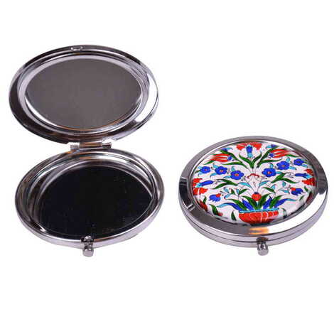 Tile Pattern Themed Customised Metal Epoxy Travel Make Up Compact Mirror 70x11 mm - 8