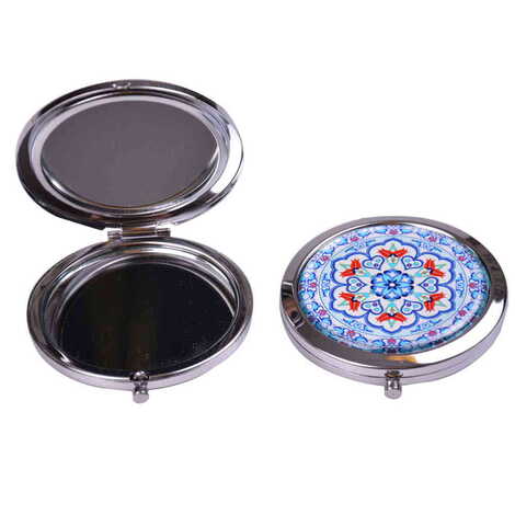 Tile Pattern Themed Customised Metal Epoxy Travel Make Up Compact Mirror 70x11 mm - 9