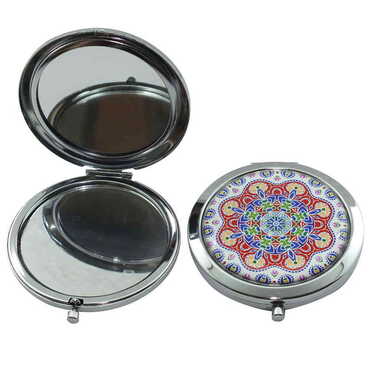 Tile Pattern Themed Customised Metal Epoxy Travel Make Up Compact Mirror 70x11 mm - 12