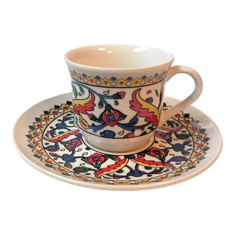 Tile Pattern Themed Turkish Ceramic Ataturk Printed Turkish Coffee Cup Set of 6 pcs - 7