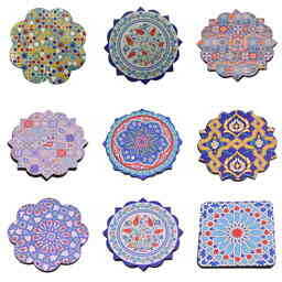 Tile Pattern Themed Wooden Customised Souvenir Coaster Set of 2 pcs 90 mm - 2