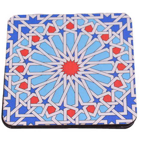 Tile Pattern Themed Wooden Customised Souvenir Coaster Set of 2 pcs 90 mm - 3