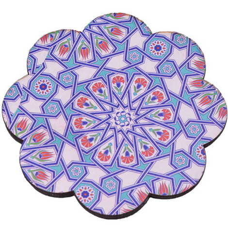 Tile Pattern Themed Wooden Customised Souvenir Coaster Set of 2 pcs 90 mm - 5