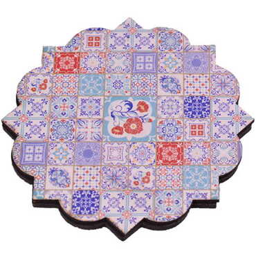 Tile Pattern Themed Wooden Customised Souvenir Coaster Set of 2 pcs 90 mm - 8