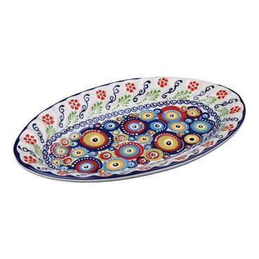 Toptan Nazar Temalı Oval Kayik Tabak 30x18x4 Cm - 5